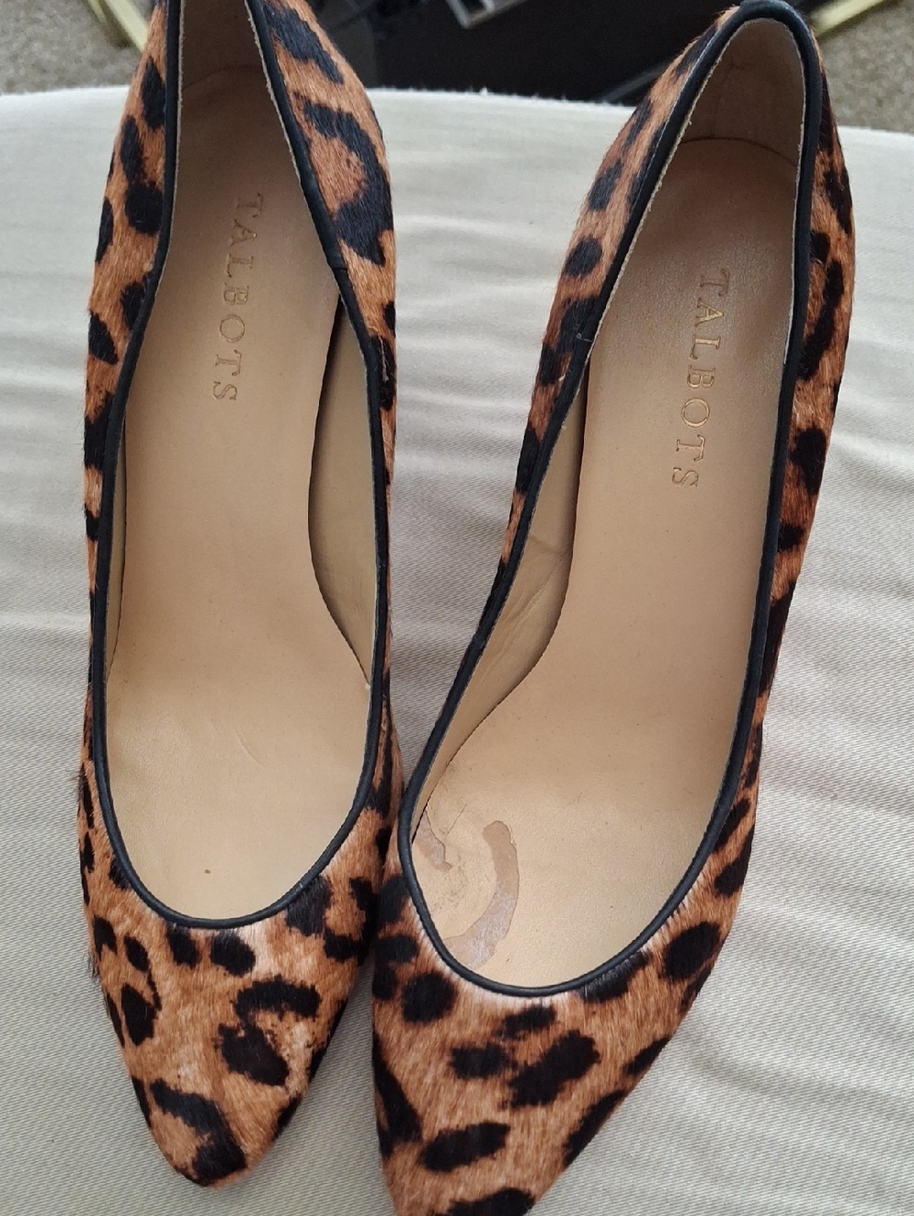Talbots Leopard-Print Pointed Pumps in Tan and Black
